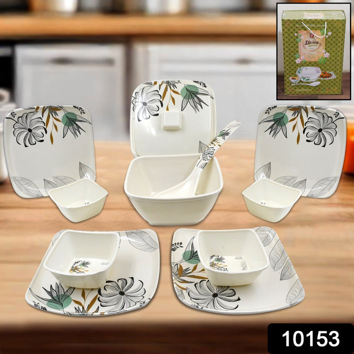 Superior eMart 11 piece tableware dinner set with floral design including plates bowls and spoon