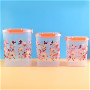 3 Pcs Floral Printed Airtight Storage Containe 2.8 Ltr 4.5 Ltr 6.9 Ltr (3 Pcs Set) - Superior eMart