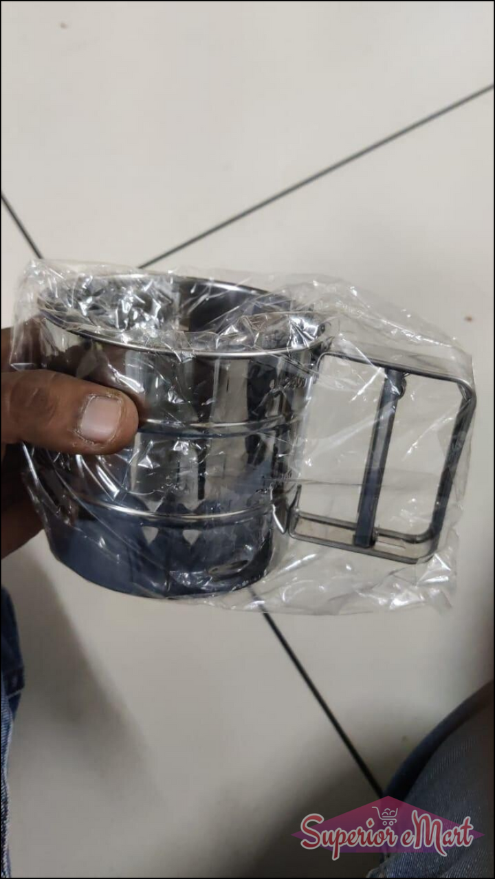 Flour Sifter Atta Chhani Hand Press Design Stainless Steel - Superior eMart