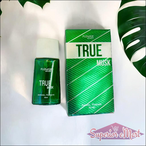 True Musk perfume 30ml in a green bottle with matching box, perfect for everyday use