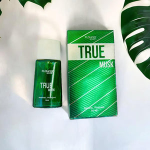 True Musk perfume 30ml in a green bottle with matching box, perfect for everyday use