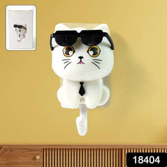 Cat Hook For Wall Cute Cat Key Hook With Sunglasses (1 Pc) - Superior eMart