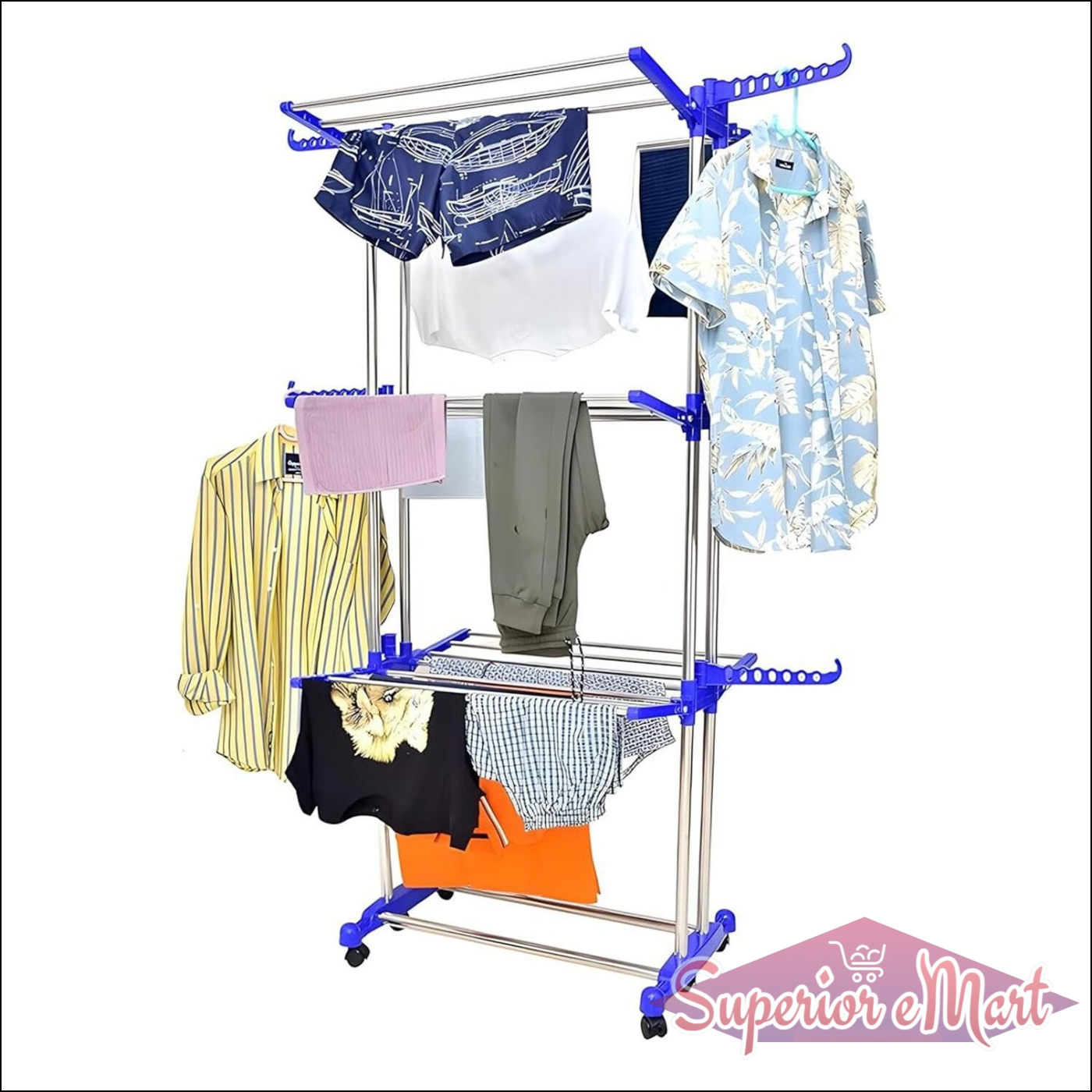 Foldable Clothes Drying Rack with Wheels - Superior eMart