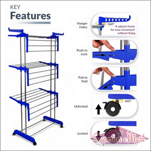 Foldable Clothes Drying Rack with Wheels - Superior eMart