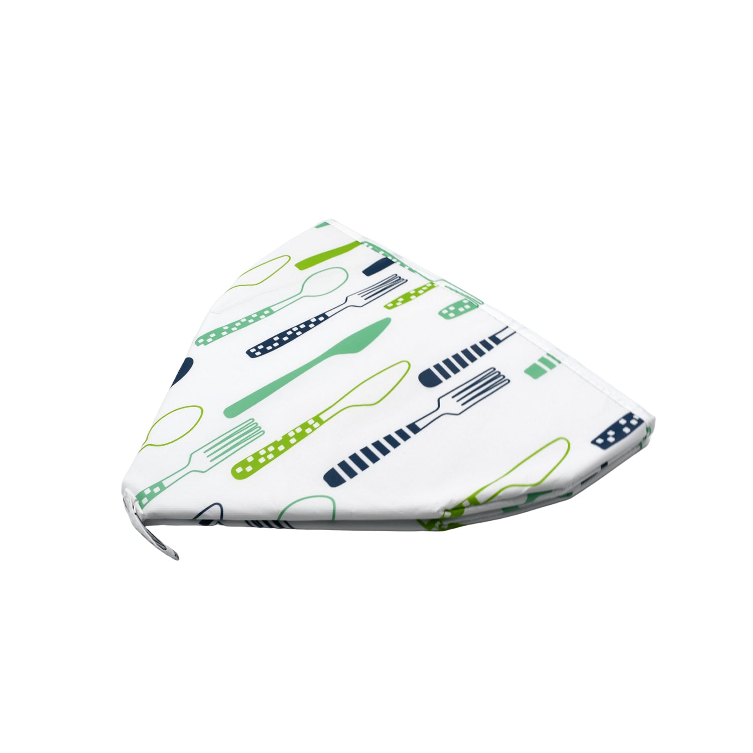 Foldable food cover for kitchen with colorful utensils pattern, perfect for outdoor dining.
