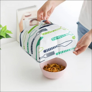 Colorful foldable food cover for kitchen easily protects dishes from pests and dust during meals