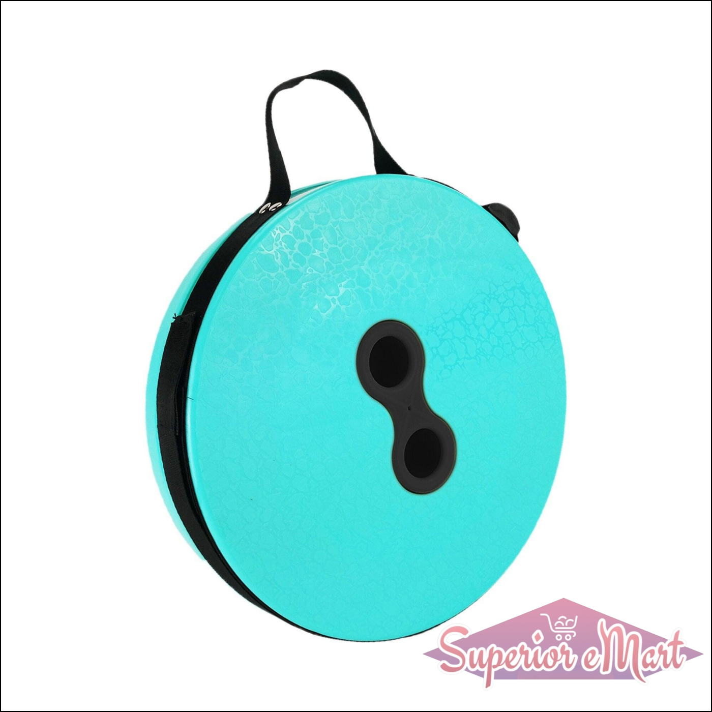 Foldable height adjusting stool in vibrant turquoise color with convenient carrying handle