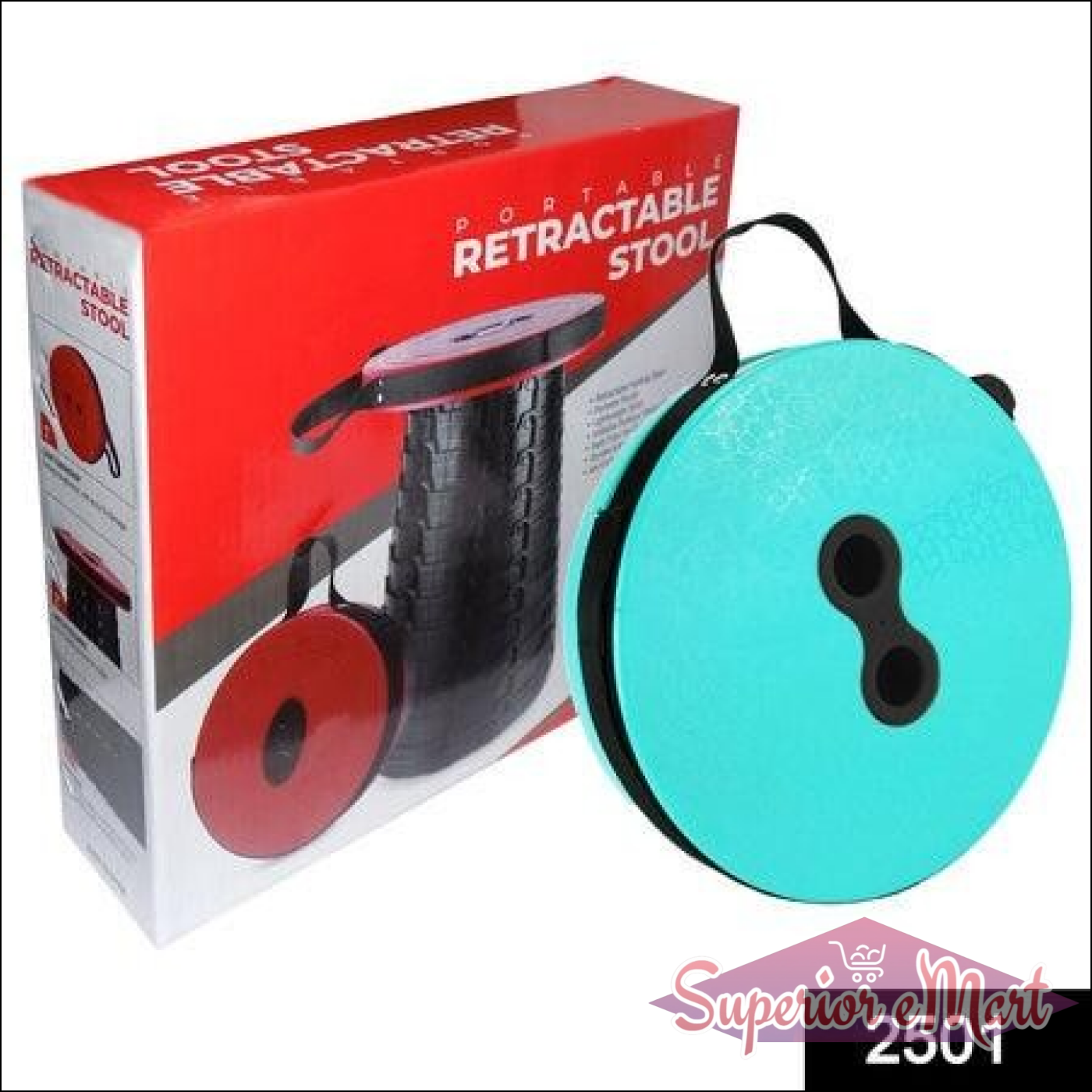 Superior eMart foldable height adjusting stool in a portable design with convenient carrying handle