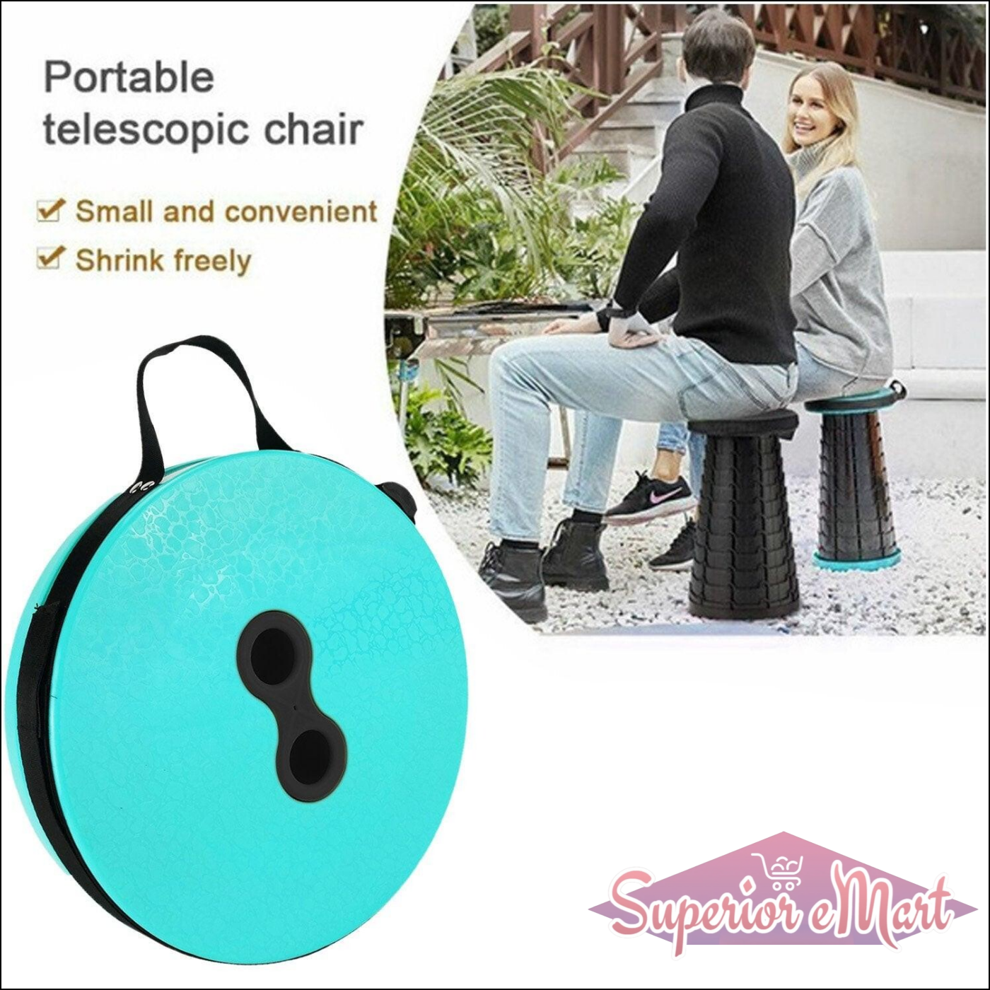 Portable and compact foldable height adjusting stool for outdoor seating convenience