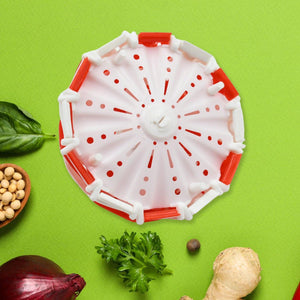 Innovative folding fruit basket for kitchen made from durable plastic, easily collapsible for storage