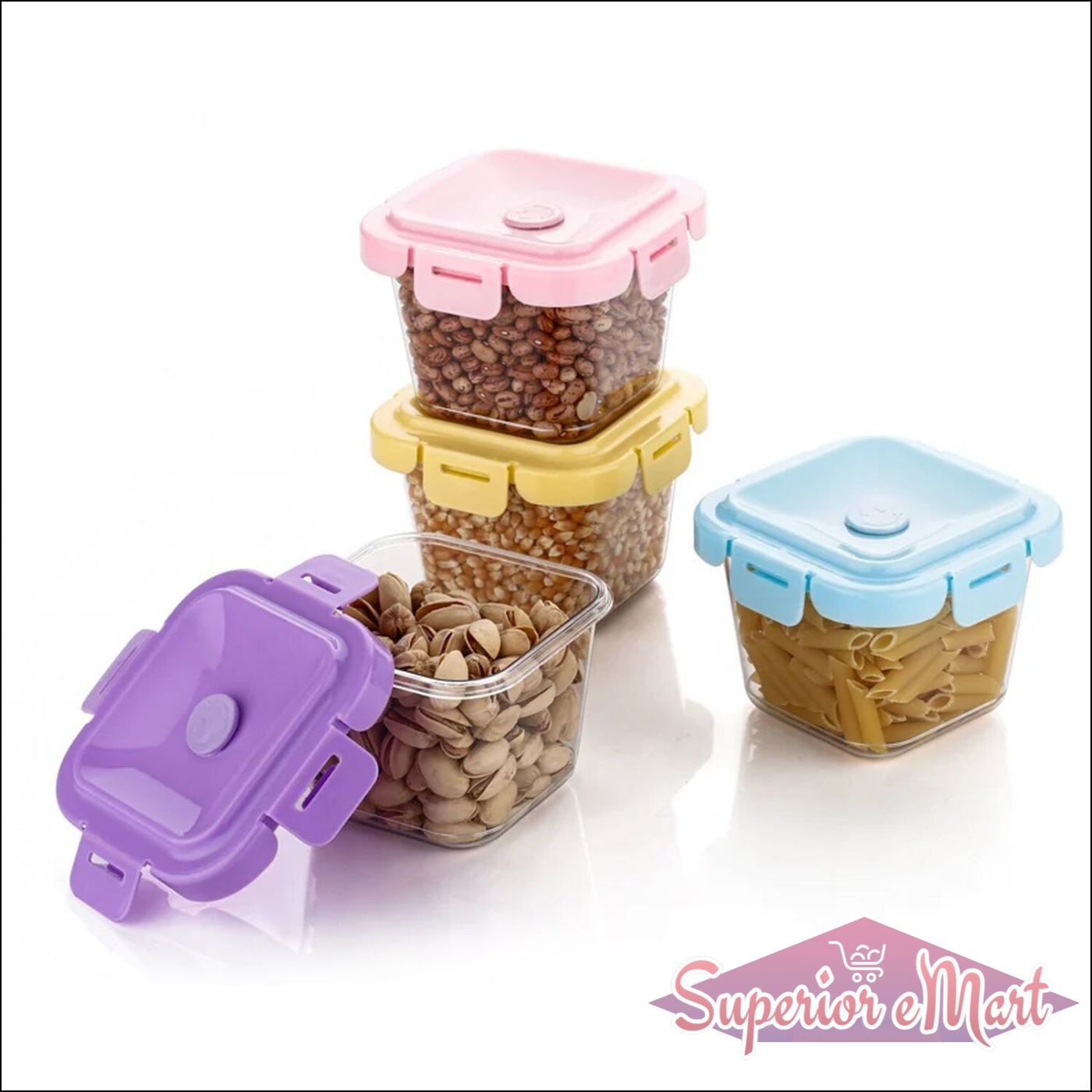 Food Containers Set with Lids 4 Pcs - Superior eMart