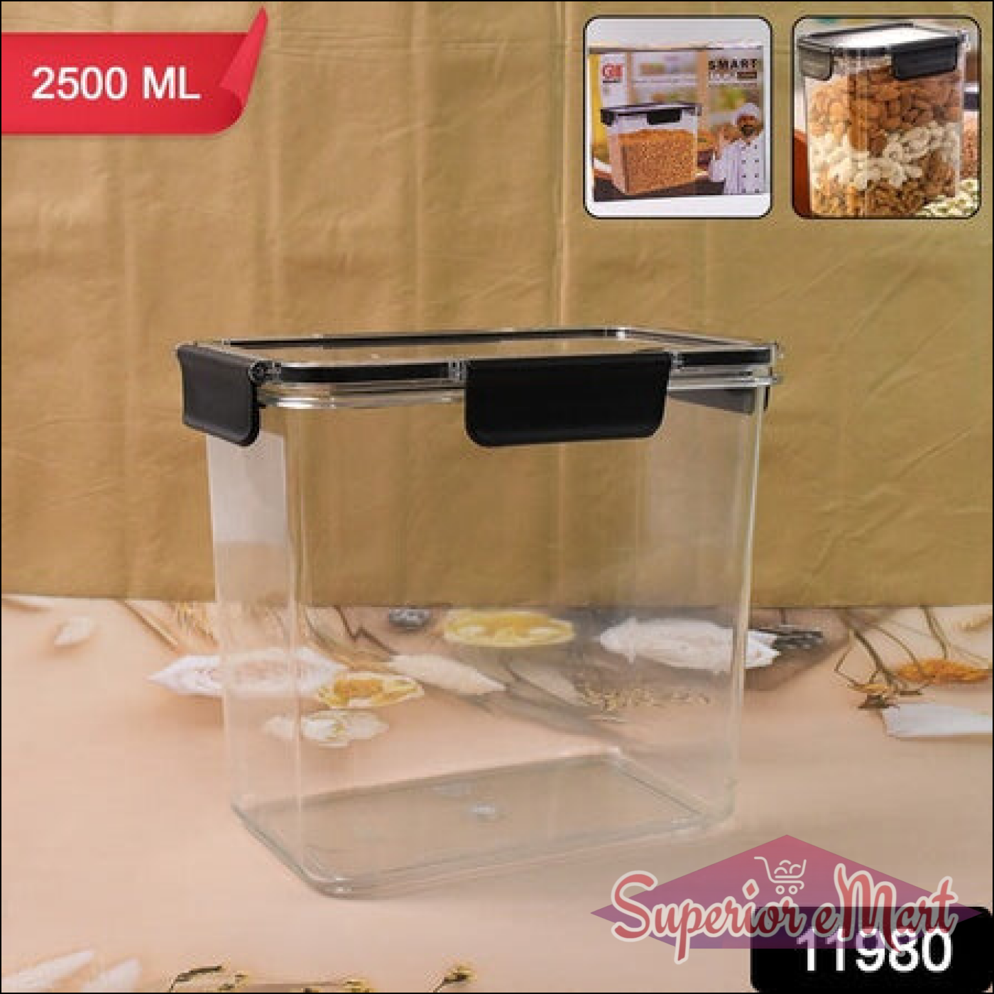 Food Storage Container Airtight Container With Easy Snap Lids (2500ml  1 Pc) - Superior eMart