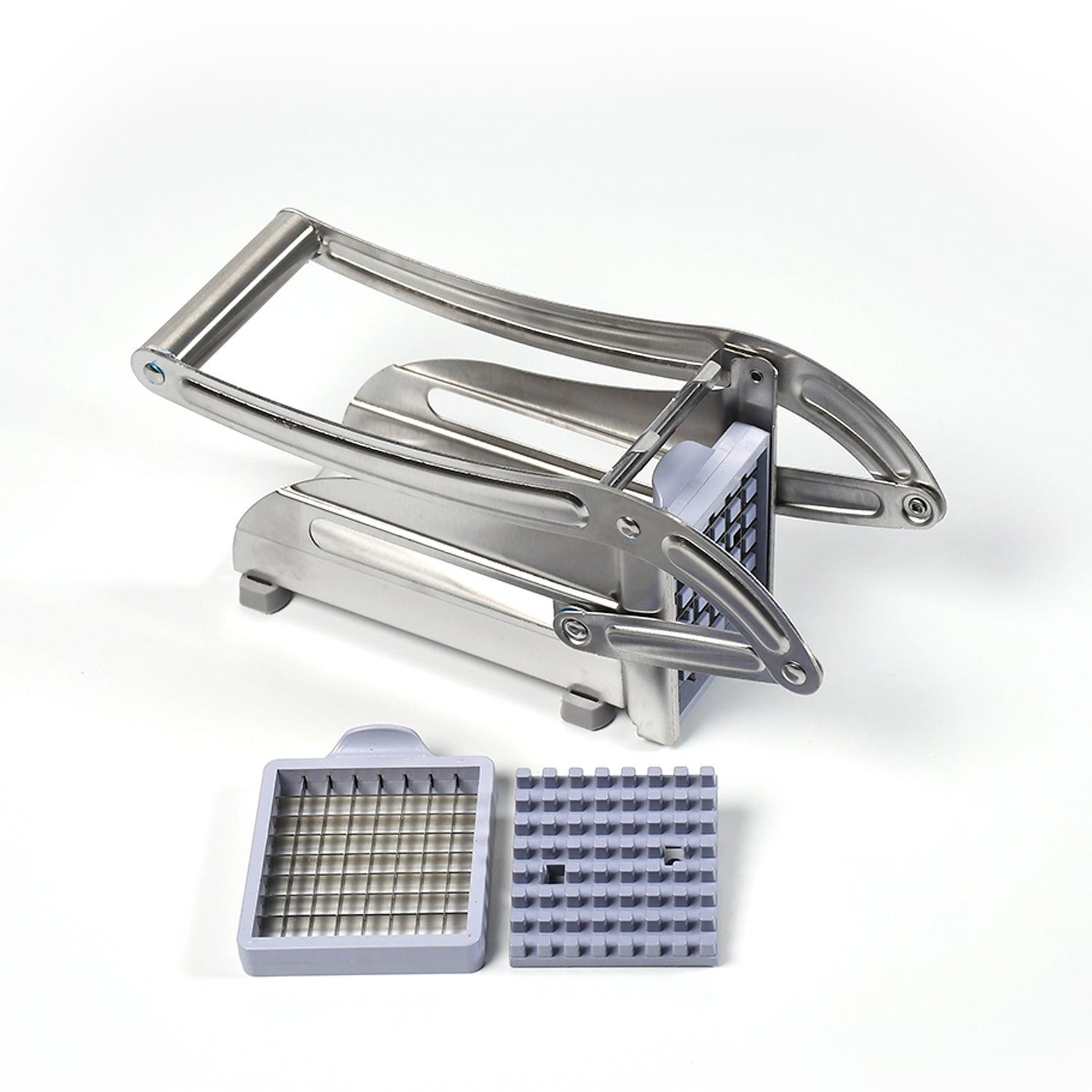 Durable stainless steel french fry cutter machine with interchangeable cutting grids for consistent fries