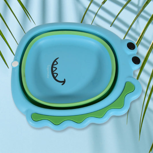 Frog shape baby wash basin in blue and green, perfect for bath time fun and hygiene