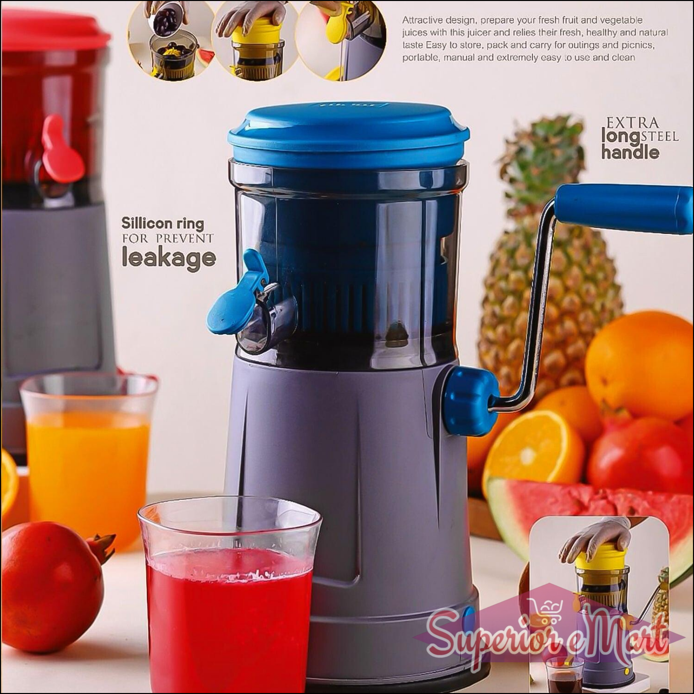 Fruit Juicer With Long Handle And Silicone Ring (1 Pc) - Superior eMart