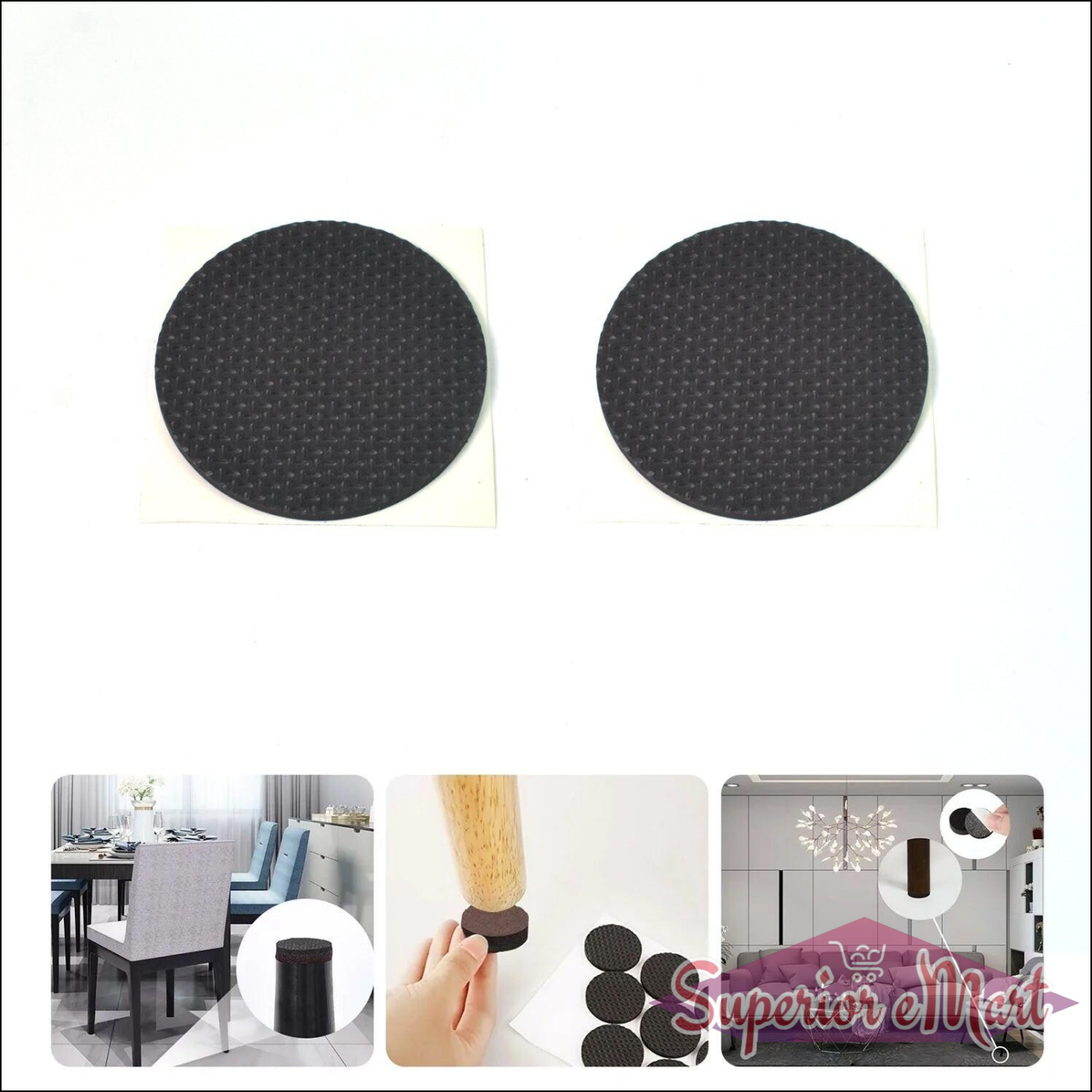 Round furniture protection pads by Superior eMart perfect for preventing scratches on floors and furniture