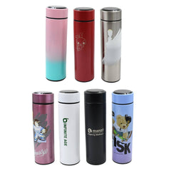 Printed Smart Vacuum Insulated Water Bottle With Led Temperature Display (1 Pc  500 Ml Approx  Multicolor  Mix Design ) - Superior eMart