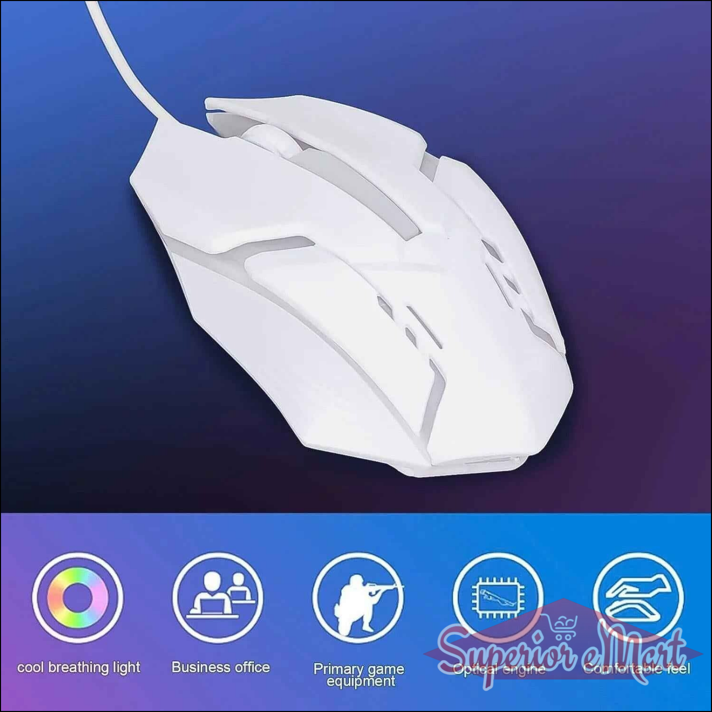Gaming Mouse with Lighting White - Superior eMart