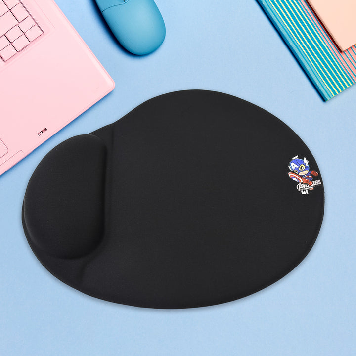 Black wrist support mouse pad from Superior eMart with ergonomic design for comfort during computer use