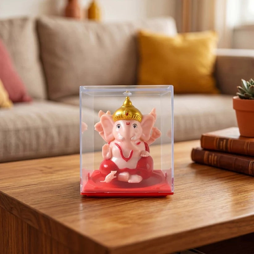 Decorative Small Lord Ganesh Idol In Transparent Case (1 Pc) Superior eMart
