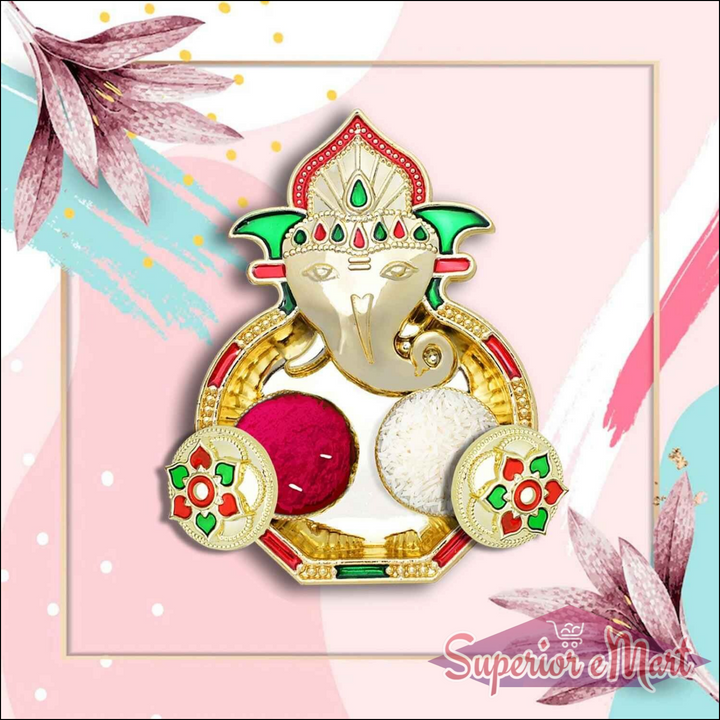 Ganesha Haldi Kumkum Thali Holder - Superior eMart
