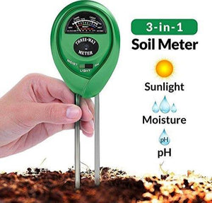 3-in-1 soil tester measuring moisture, light, and pH for optimal garden health