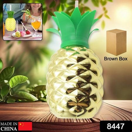 Pineapple Cup with Straw (1 Pc) - Party Favors, Hawaiian, Beach.