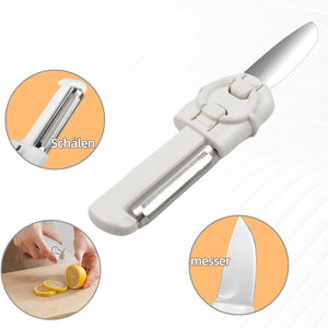 Superior eMart 2-in-1 knife and peeler with white handle for slicing and peeling fruits and vegetables