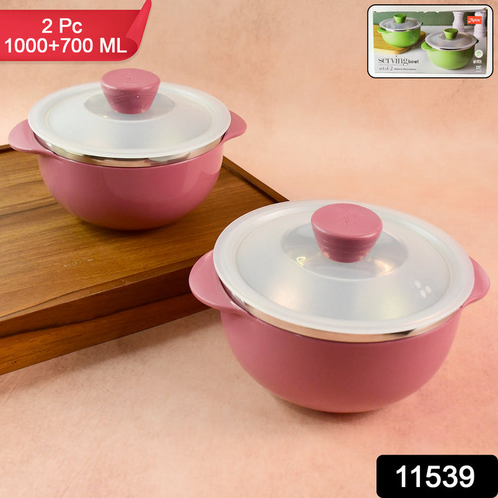 Superior eMart 2 piece serving bowls in pink with clear lids perfect for serving and storing food