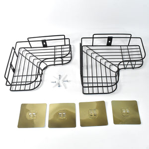 Superior eMart black metal bathroom wall shelf set with corner design and mounting hardware