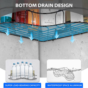 Superior eMart bathroom wall shelf set with bottom drain design and waterproof aluminum for shower storage