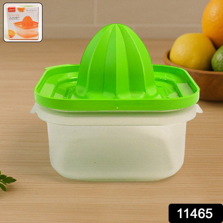 Superior eMart manual orange juicer with green top and clear container for fresh juice extraction