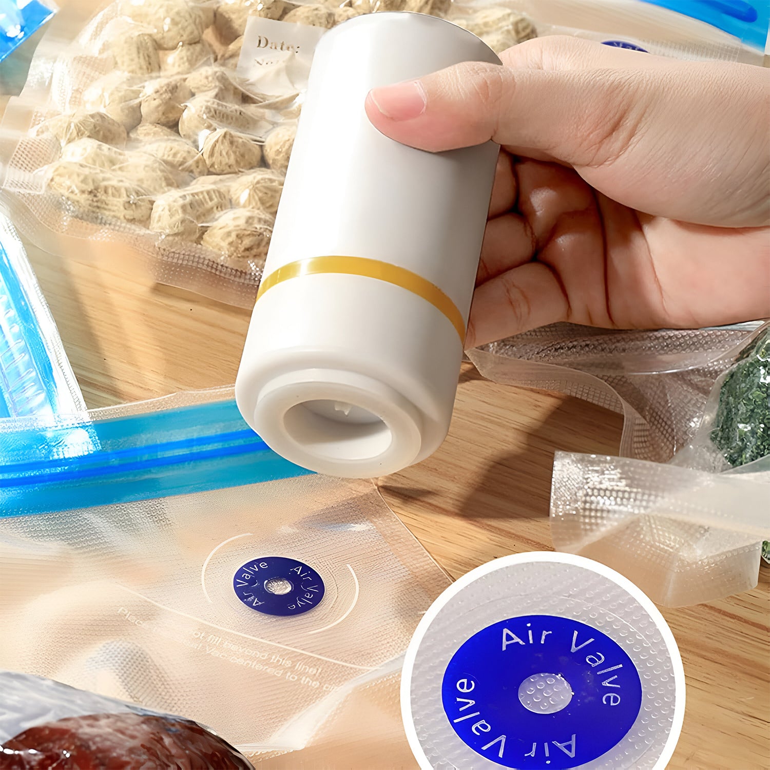 Superior eMart portable vacuum sealer machine sealing food storage bags with air valve for freshness