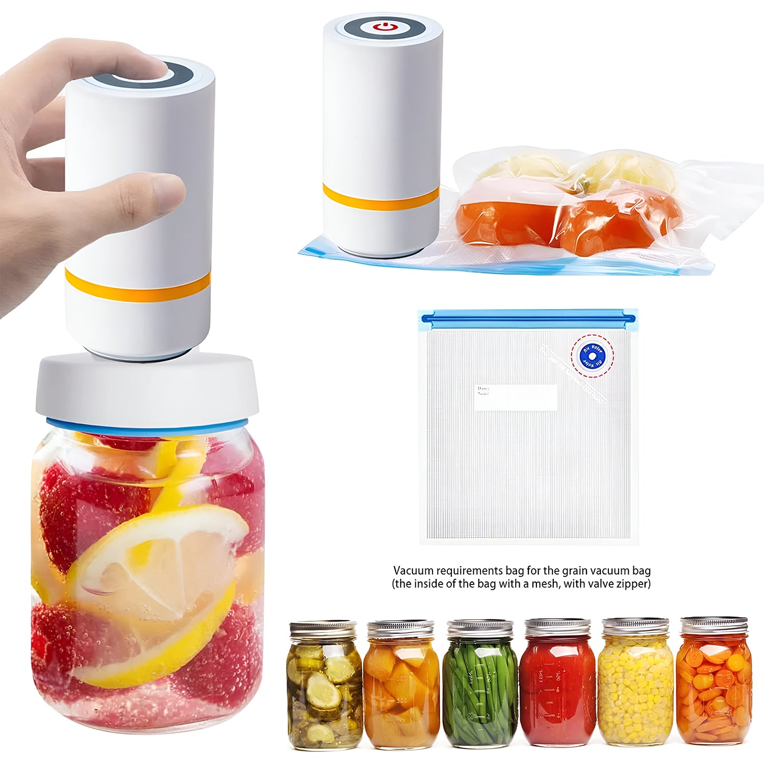Superior eMart portable vacuum sealer machine sealing food bags and jars for home kitchen use