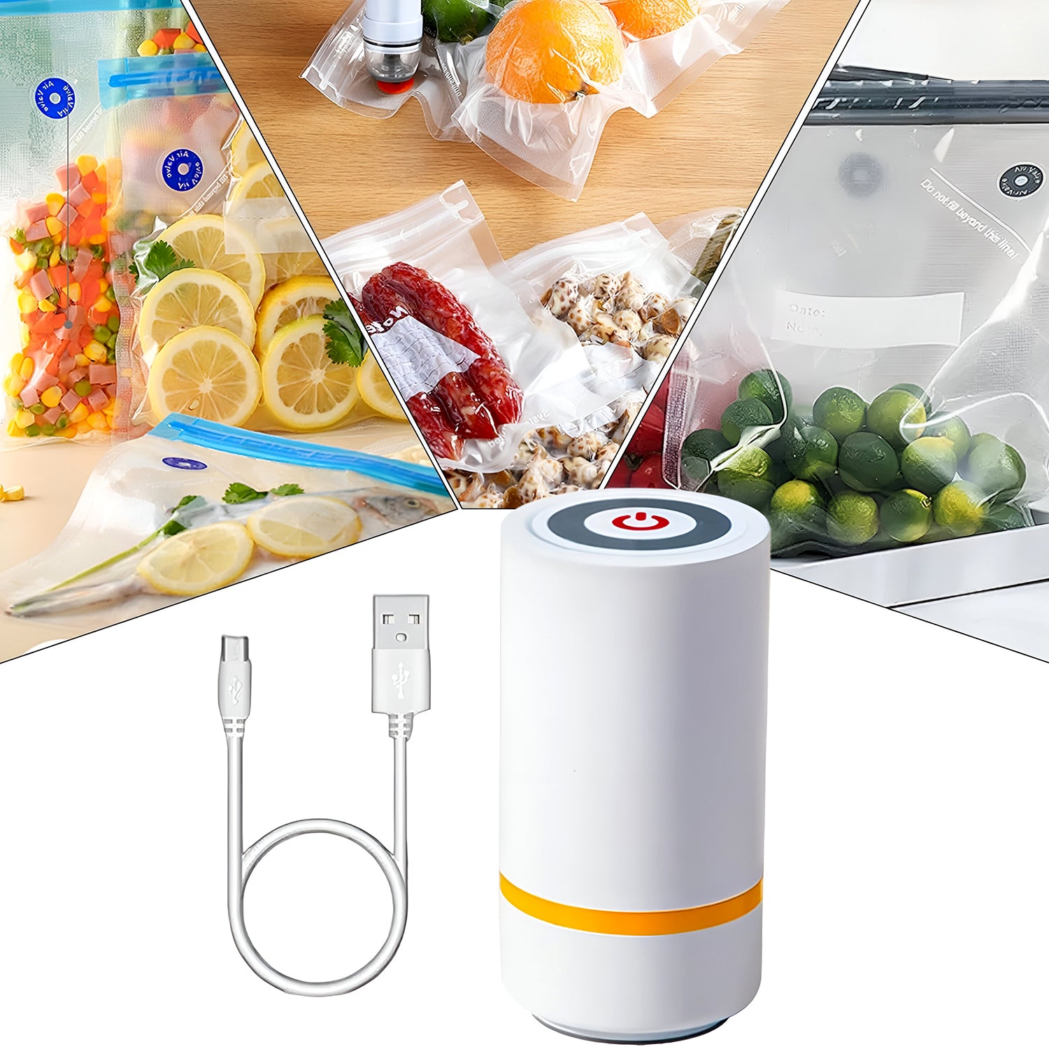 Superior eMart portable vacuum sealer machine with USB cable sealing various food storage bags