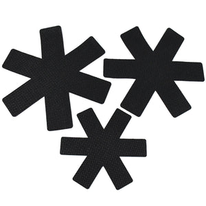 Black Superior eMart pots and pans protector inserts in three different sizes with a textured surface