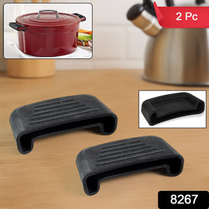 Superior eMart black silicone pot handle cover set of 2 for safe grip on hot cookware handles