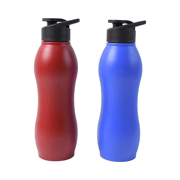 Superior eMart stainless steel water bottle 1000ml in red and blue with black flip tops