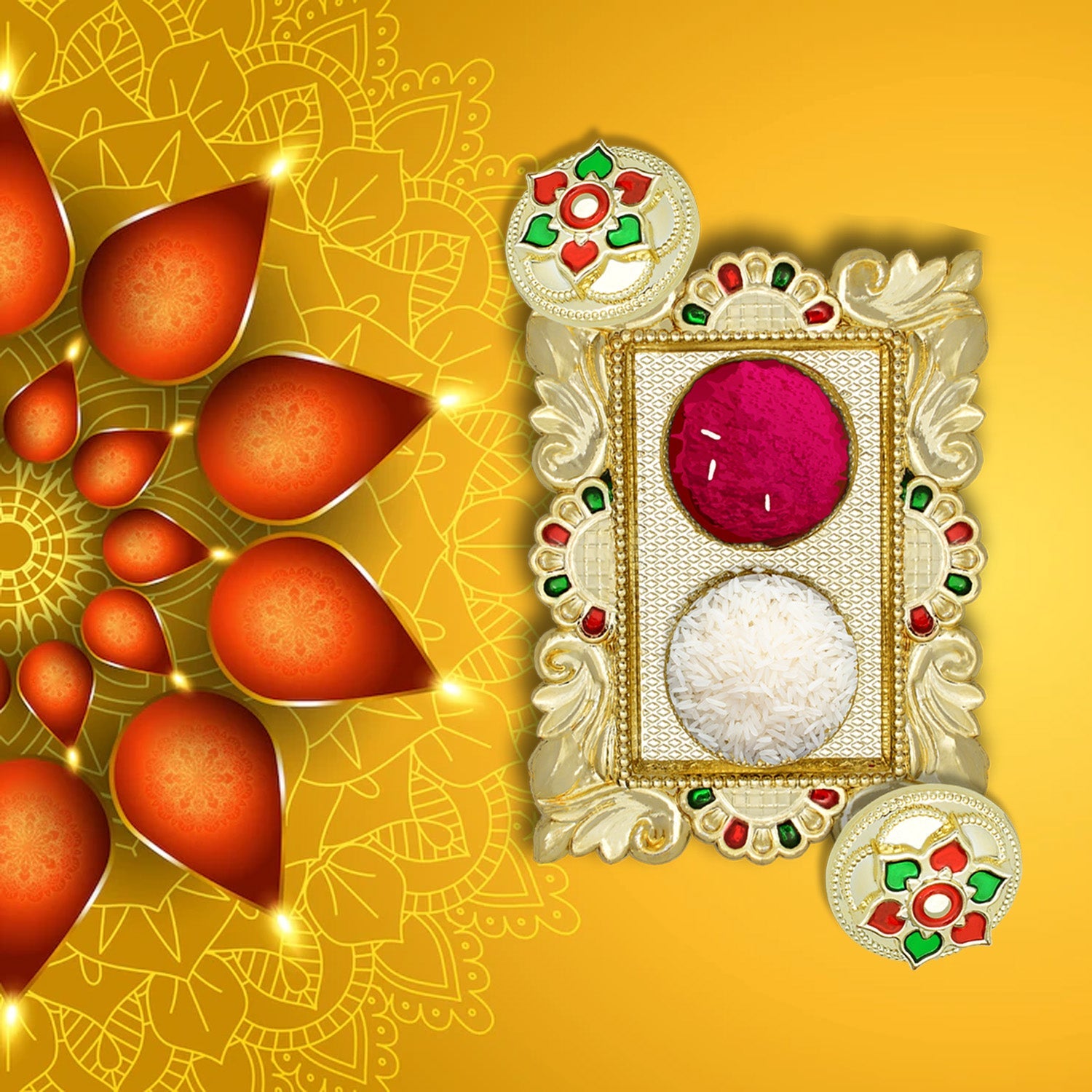 Rakasha Bandhan Special Puja Thali, Kumkum Thali Holder, Pooja Return Gift, Indi - 5996_aa1_kumkum_dish