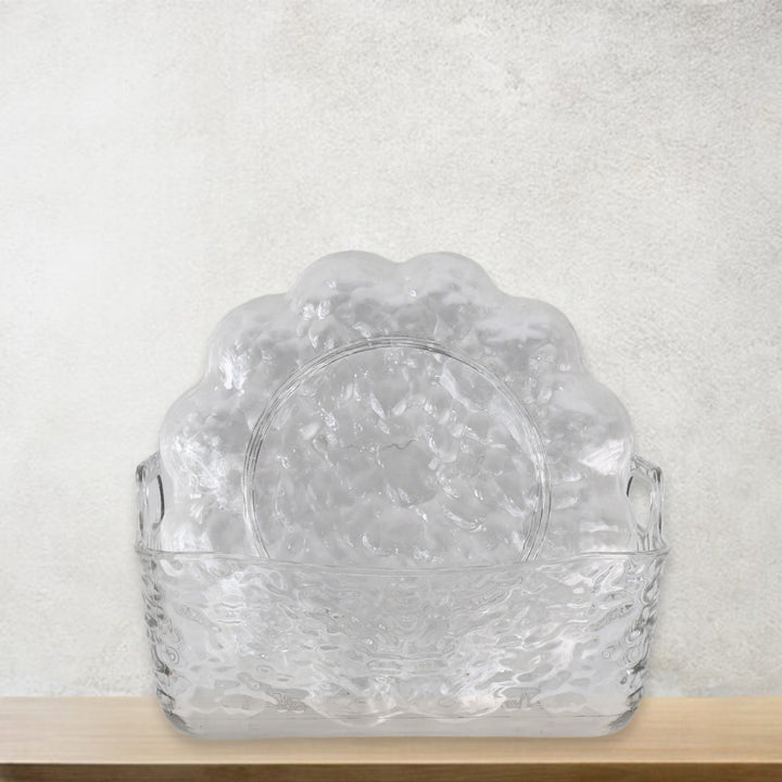 Superior eMart 9 in 1 bowl and plate set with clear textured glass design on wooden surface