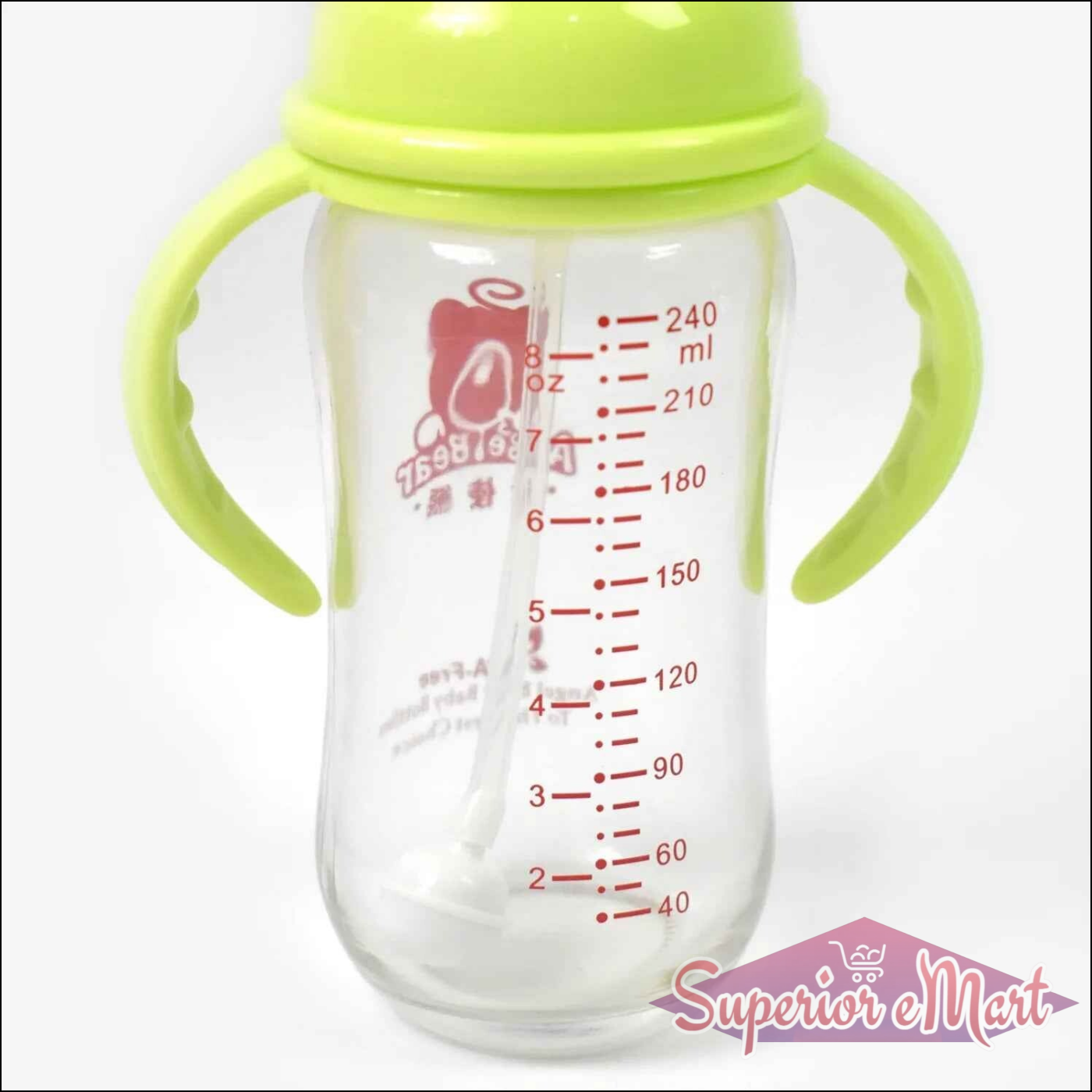 Glass Baby Feeding Bottle Multicolor 240ml - Superior eMart