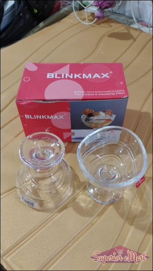 Glass footed dessert bowl set with two elegant bowls and stylish packaging from Superior eMart