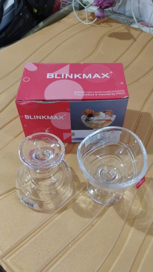 Glass footed dessert bowl set with two elegant bowls and stylish packaging from Superior eMart