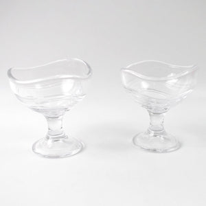 Elegant glass footed dessert bowl set perfect for serving ice cream or fruit desserts