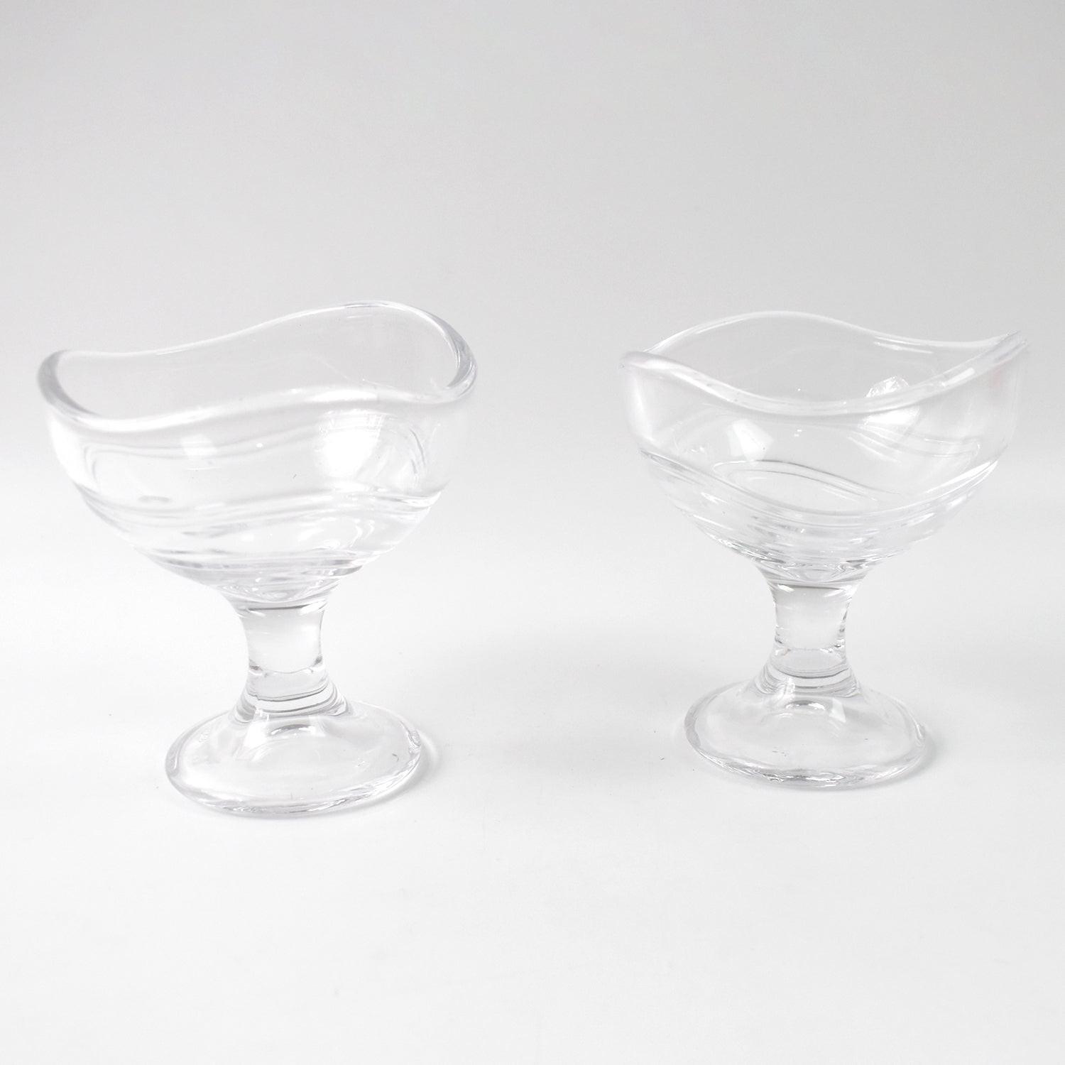 Elegant glass footed dessert bowl set perfect for serving ice cream or fruit desserts