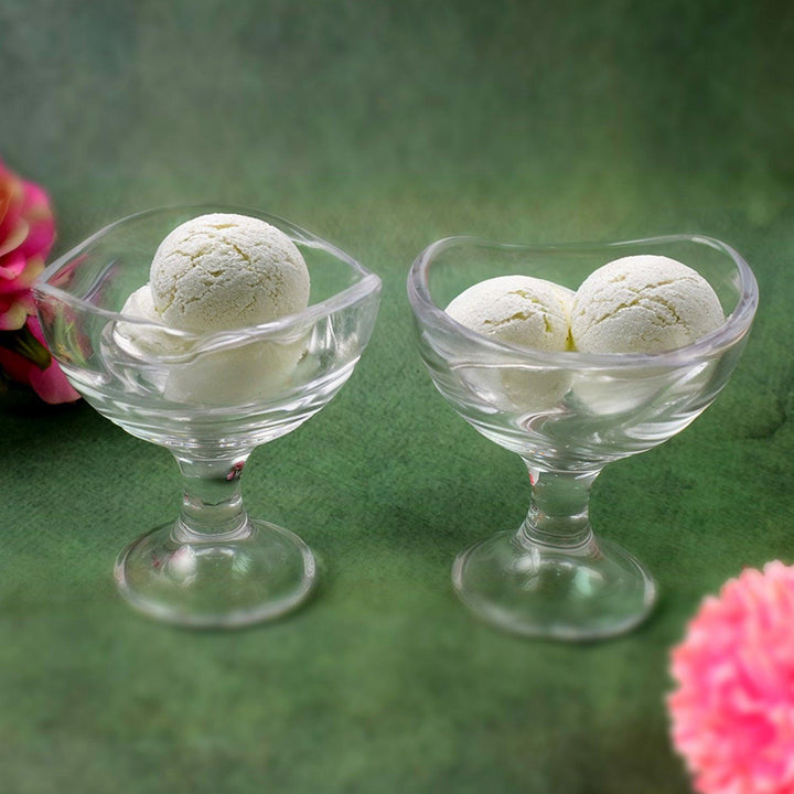 Glass footed dessert bowl set with two bowls perfect for serving ice cream and desserts