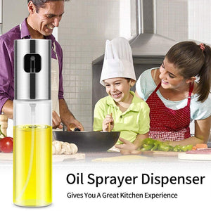 Superior eMart glass oil sprayer for cooking with a family featuring cooking in the kitchen
