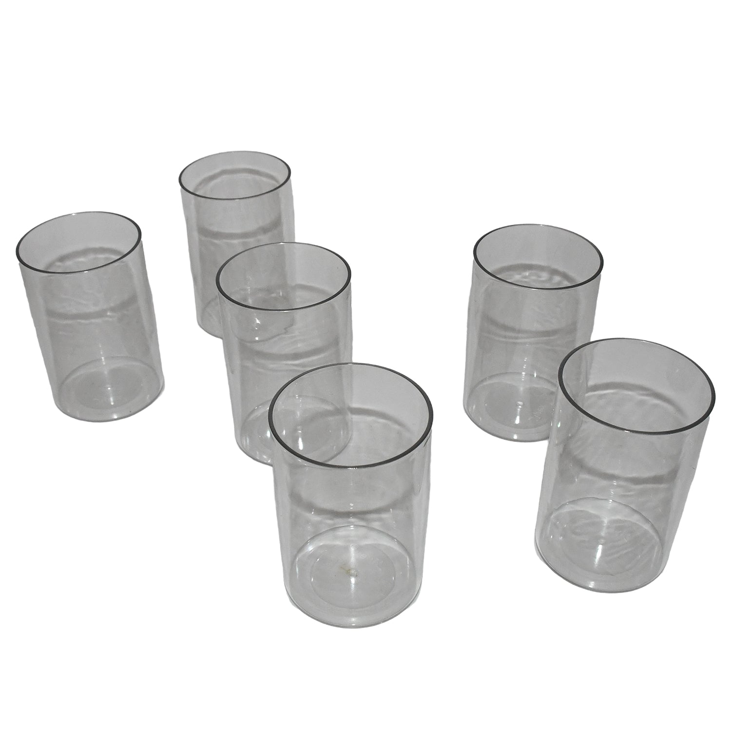 Set of six clear unbreakable glass set for everyday use, perfect for home dining and entertaining.