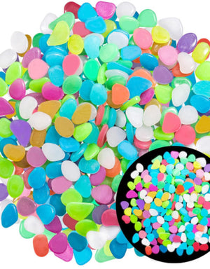 Colorful glow in the dark garden pebbles in multiple vibrant colors for outdoor decoration
