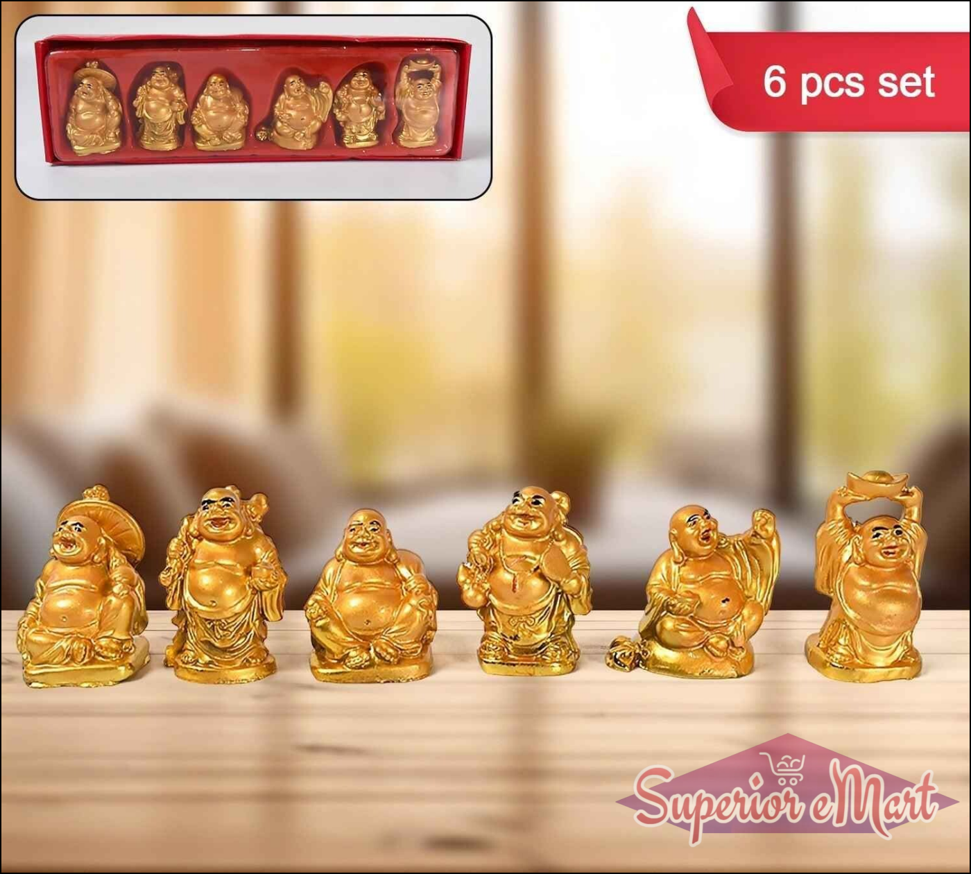 Golden Laughing Buddha Statue - Superior eMart